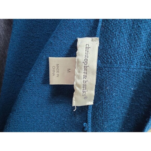 Christopher & Banks Blue Open Front Cardigan Sweater With Button Cuffs Size M - Picture 3 of 10